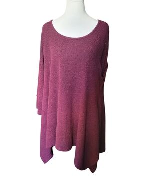 Lavanya Plus Asymetrical Tunic Top Burgandy sz 2X